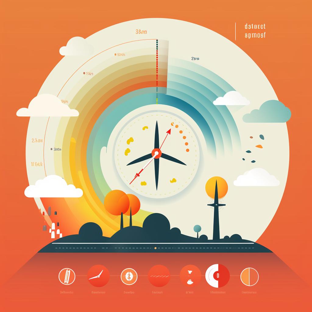 A weather forecast showing wind direction and speed